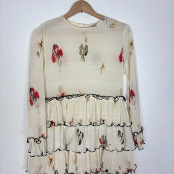 GANNI Size: 34 US Size: 2 Style 1729 Lowell Floral Print Tiered Mini Dress - Picture 6 of 15
